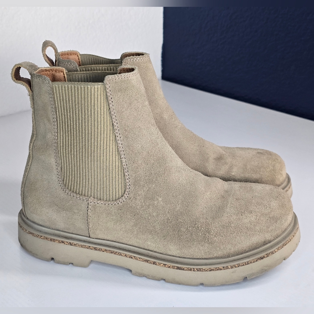 Suede Chelsea Ankle Boots in Beige - Women's Casual Slip-On
